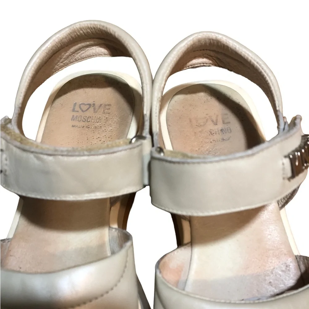 LOVE MOSCHINO Calfskin Logo Platform Sandals
